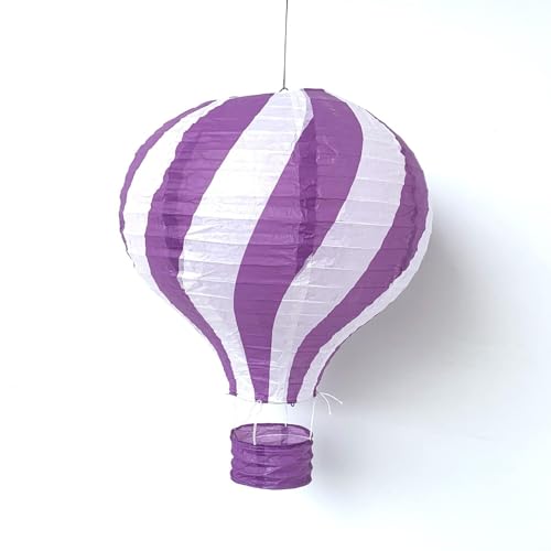 Bunte Heißluftballon Lampions aus Papier als Deko für Geburtstag oder Party | Ø30cm, flammhemmend, mit Gondel und Metallbügel | Papierlampion Laterne Partydeko, Farbe: Lila von Carpeta