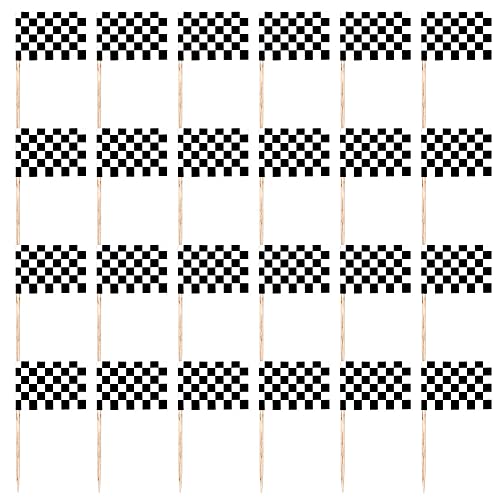 Carpeta 24 Flaggenpicker * Racing * als Deko für Geburtstag und Party | Formel Holzpicker Picks Picker Eins Rennwagen von Carpeta