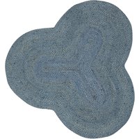 carpetfine Teppich "Alia Juteteppich", wolkenförmig, 10 mm Höhe, handgewebt aus Jute, Naturteppich, Sonderform blau, Boho Style, uni von Carpetfine
