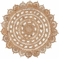 carpetfine Teppich "Cate Juteteppich Naturfaser" rund 5 mm Höhe 100 % geflochtene Jute, beidseitig nutzbar von Carpetfine