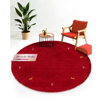 carpetfine Wollteppich "Gabbeh Uni" rund 15 mm Höhe reine Wolle handgewebt, Gabbeh Tiermotiv warmes Raumklima viele Größen von Carpetfine