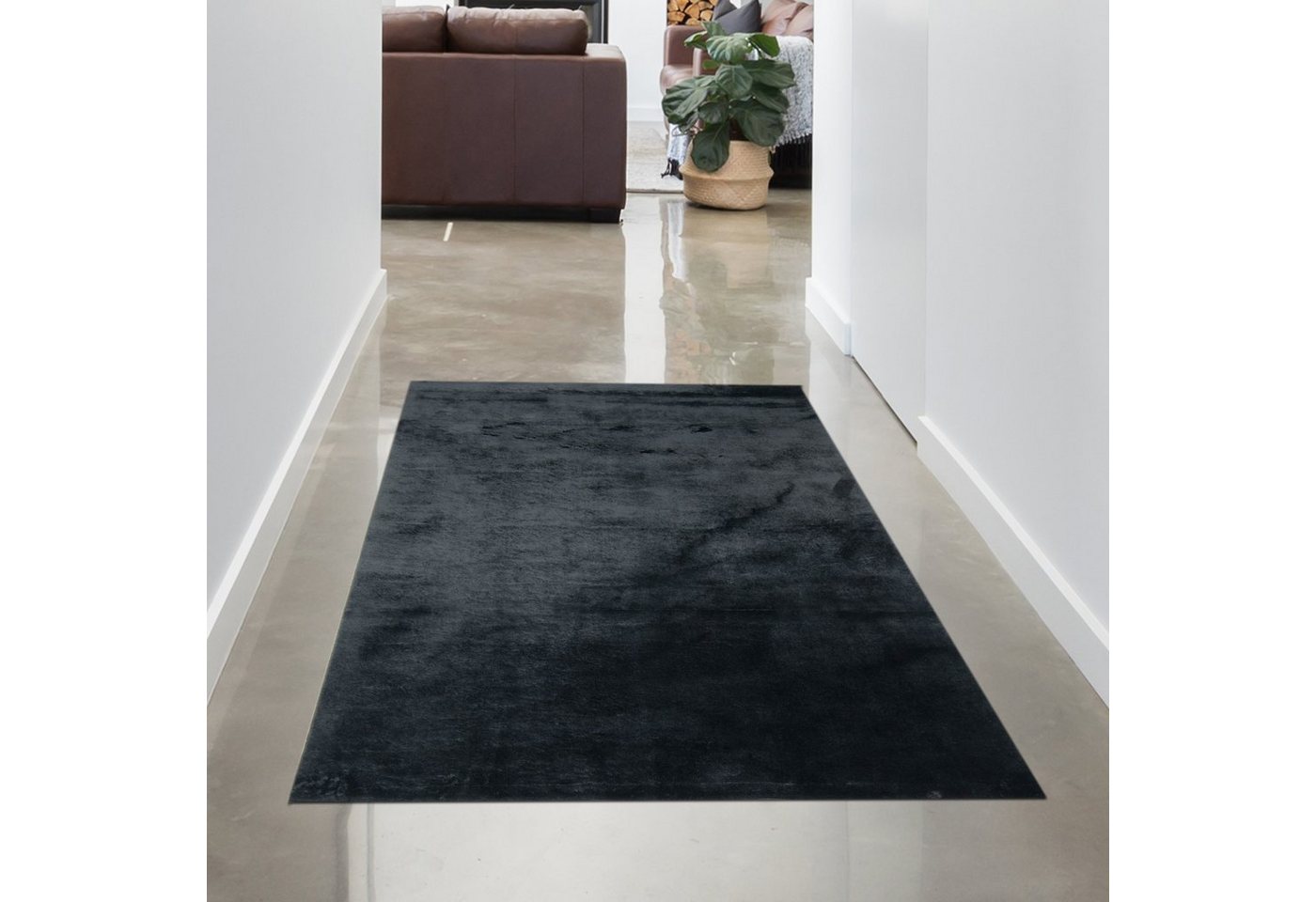 Carpetia Hochflor-Teppich Teppich Shaggy Hochflorteppich waschbar rutschfest schwarz, rechteckig, Höhe: 18 mm Carpetia Hochflor-Teppich Teppich Shaggy Hochflorteppich waschbar rutschfest schwarz, rechteckig, Höhe: 18 mm von Carpetia