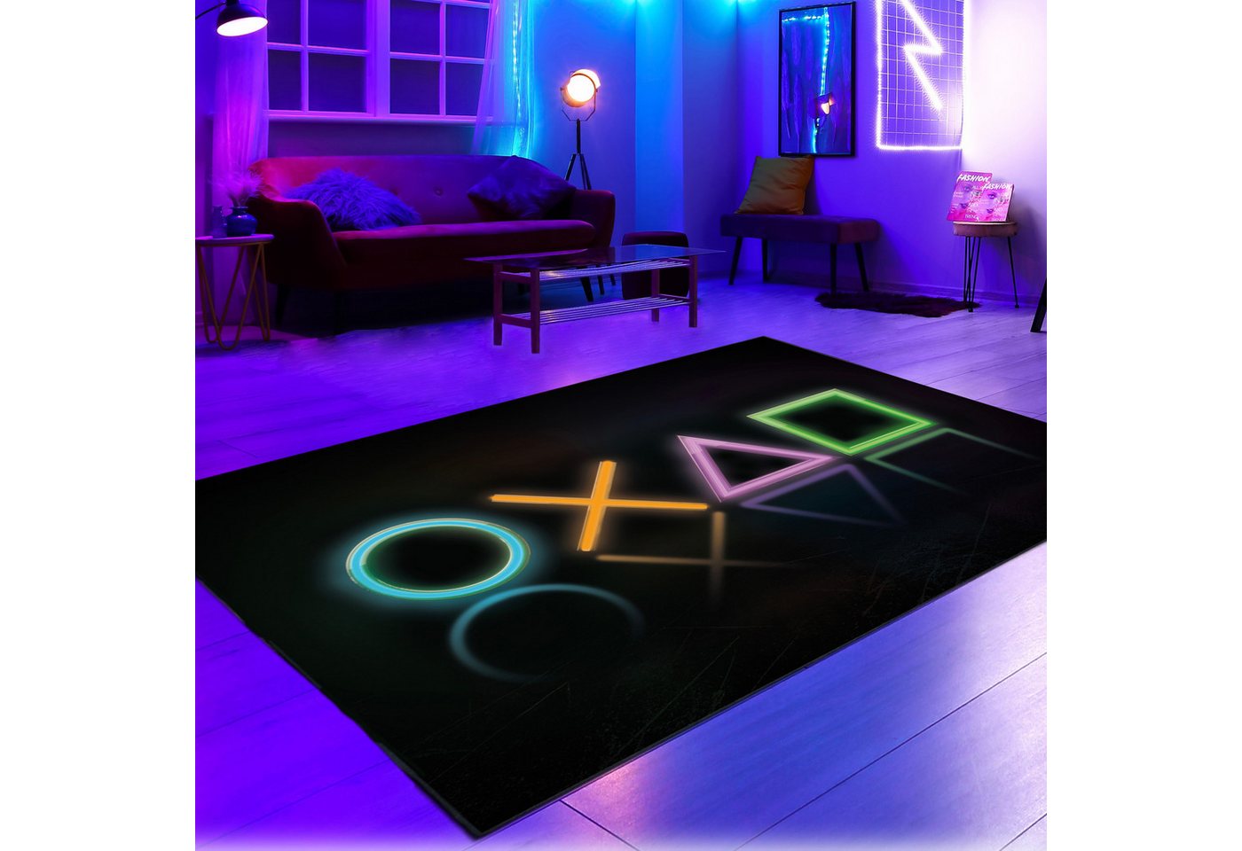 Carpetia Kinderteppich Rutschfester Gamingteppich im Neonfarbenen Muster, rechteckig, Höhe: 5 mm Carpetia Kinderteppich Rutschfester Gamingteppich im Neonfarbenen Muster, rechteckig, Höhe: 5 mm von Carpetia