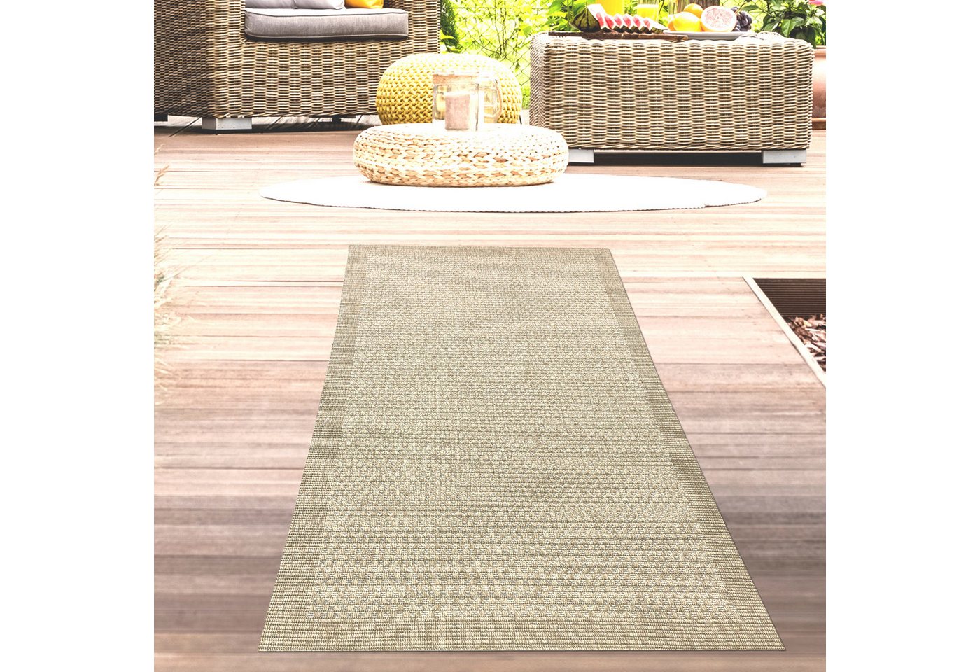 Carpetia Outdoorteppich Teppich moderner für den Außen- und Innenbereich einfarbig in Beige, rechteckig, Höhe: 5 mm von Carpetia