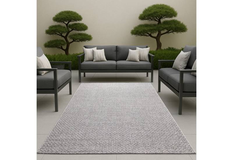 Carpetia Outdoorteppich Außenteppich Balkon wetterbeständig flachgewebe unifarben in grau, rechteckig von Carpetia