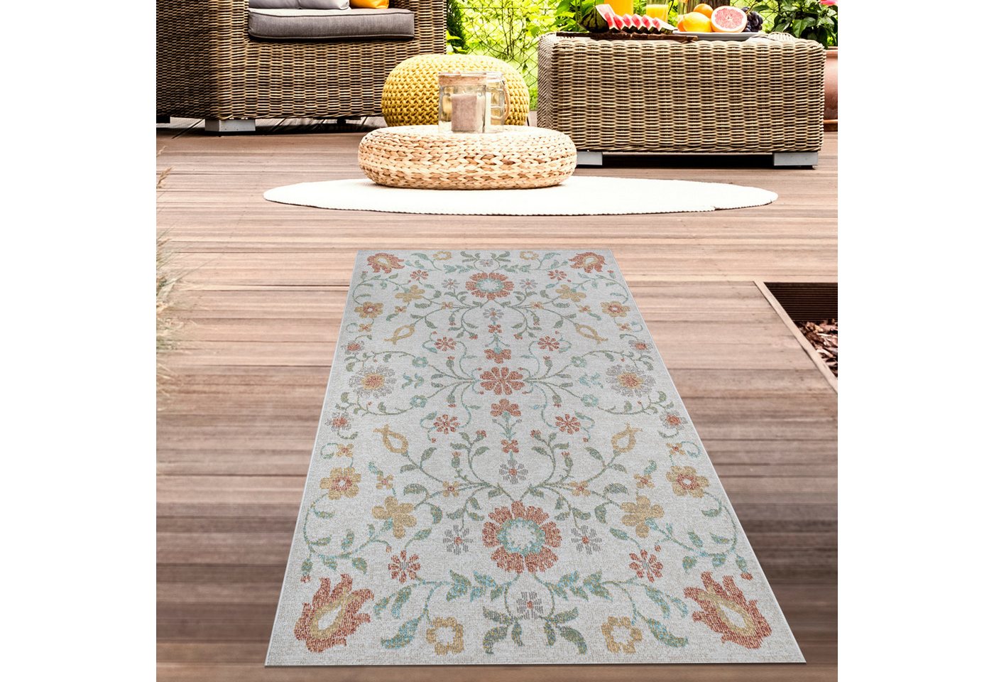 Carpetia Outdoorteppich Design-Teppich Blumenmuster für Innen und Außen creme, bunt, rechteckig Carpetia Outdoorteppich Design-Teppich Blumenmuster für Innen und Außen creme, bunt, rechteckig von Carpetia