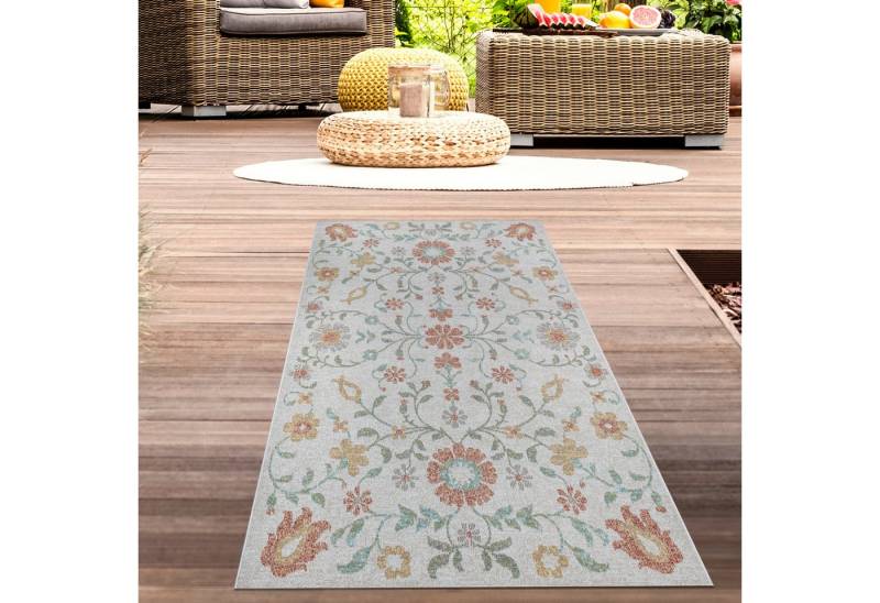 Carpetia Outdoorteppich Design-Teppich Blumenmuster für Innen und Außen creme, bunt, rechteckig von Carpetia