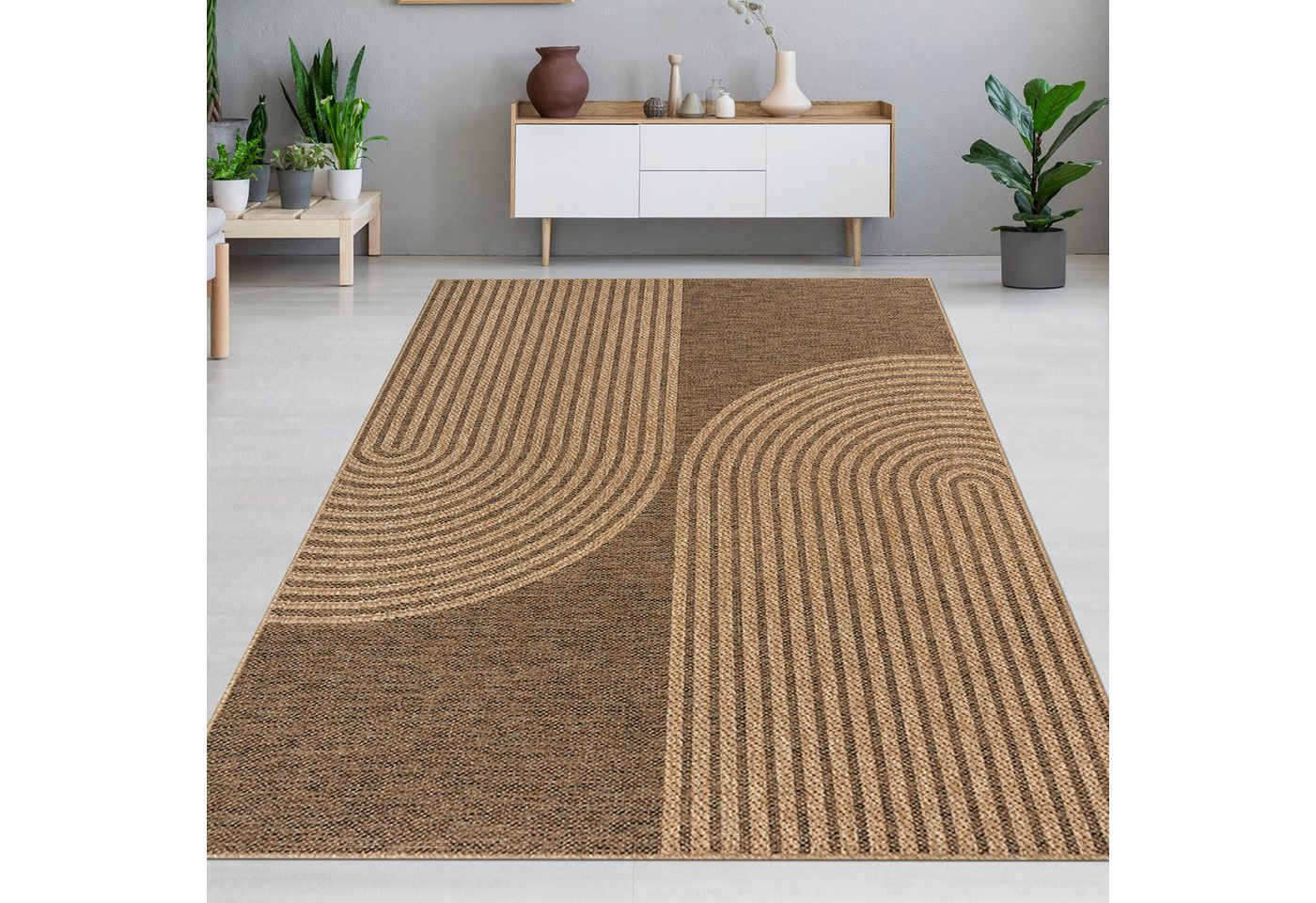 Carpetia Outdoorteppich In- & Outdoor Teppich mit geometrischem Bogenmuster in braun beige, rechteckig Carpetia Outdoorteppich In- & Outdoor Teppich mit geometrischem Bogenmuster in braun beige, rechteckig von Carpetia