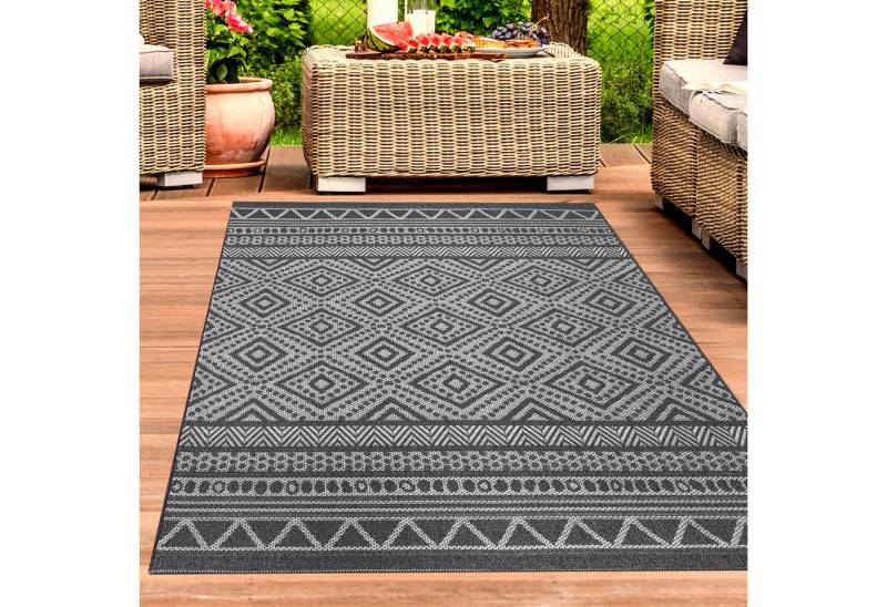 Carpetia Outdoorteppich In- & Outdoorteppich in Geometrischen Mustern in Anthrazit Creme, rechteckig von Carpetia