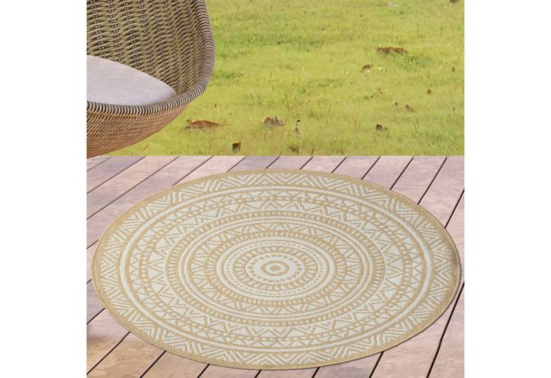 Carpetia Outdoorteppich Indoor- & Outdoor-Teppich Balkonteppich rund in Weiß & Beige, Rund von Carpetia