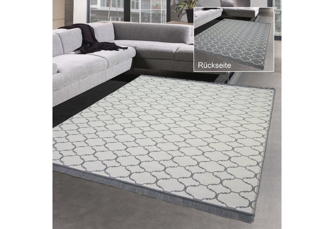 Carpetia Outdoorteppich Modern gemusterter Designerteppich, beidseitig nutzbar, rechteckig, Höhe: 10 mm von Carpetia