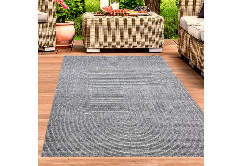 Carpetia Outdoorteppich Outdoor Teppich Wetterfest Terrasse Balkon Boho-Style Anthrazit, rechteckig, Höhe: 5 mm von Carpetia
