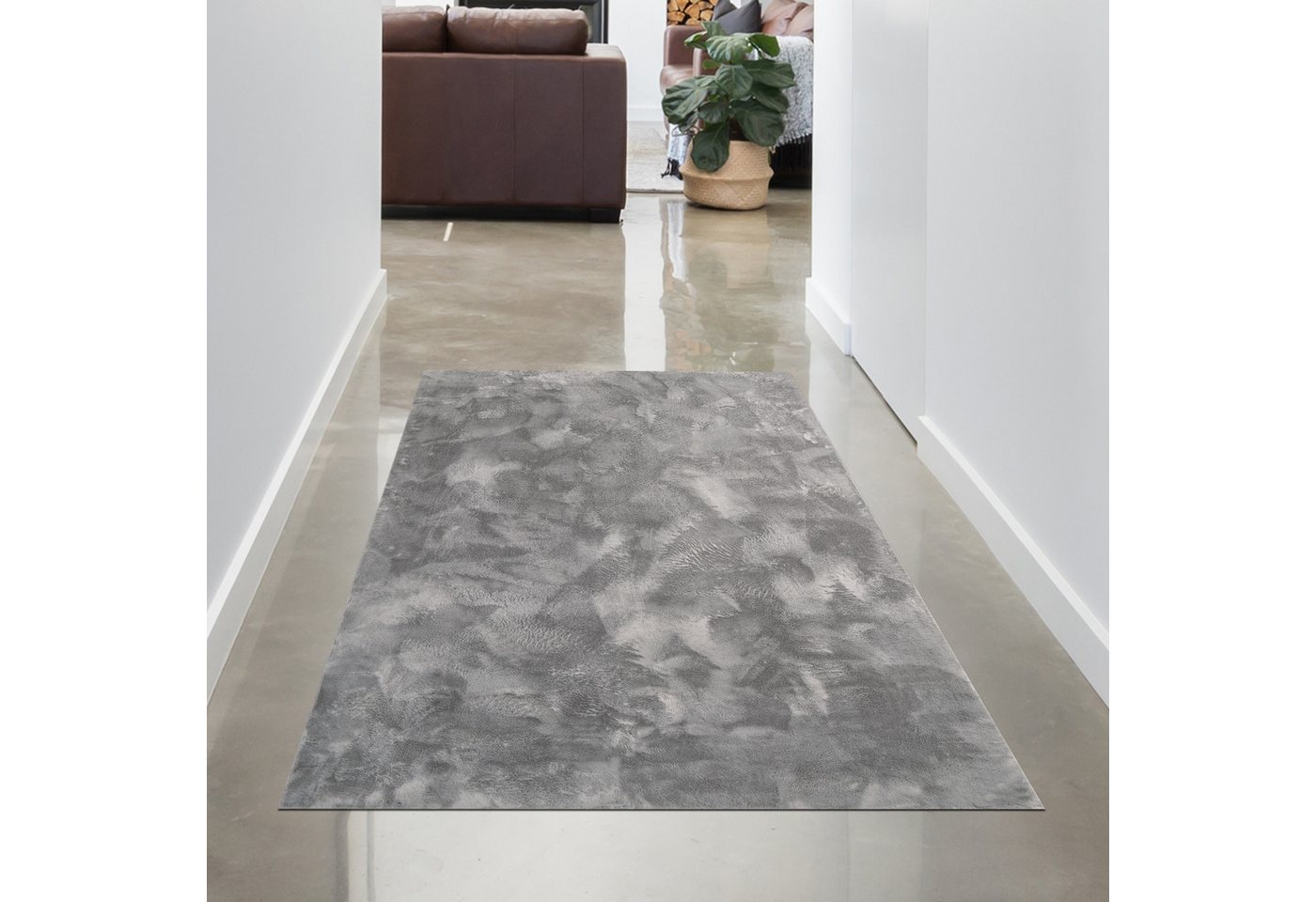 Carpetia Teppich Teppich anthrazit Hasenfell-Optik elegant weich mit feinem Schimmer, rechteckig von Carpetia