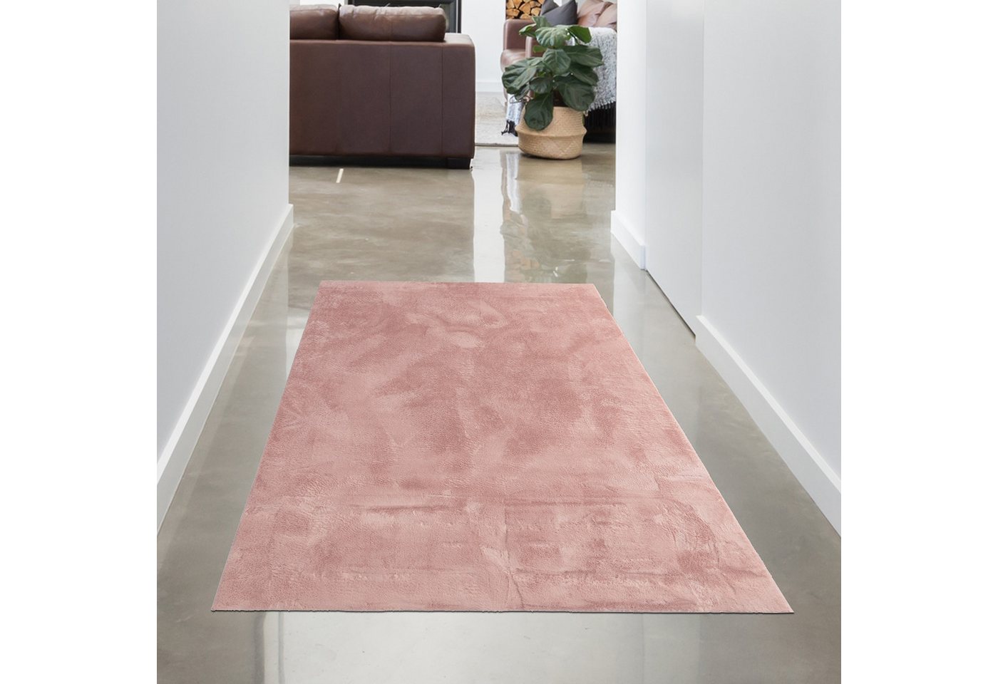 Carpetia Teppich Teppich rosa Hasenfell-Optik elegant weich mit feinem Schimmer modern, rechteckig von Carpetia
