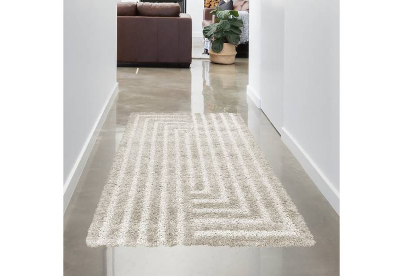 Carpetia Teppich Weicher Hochflor-Teppich mit Linien Muster Gemütlich & Modern in Beige, rechteckig Carpetia Teppich Weicher Hochflor-Teppich mit Linien Muster Gemütlich & Modern in Beige, rechteckig von Carpetia