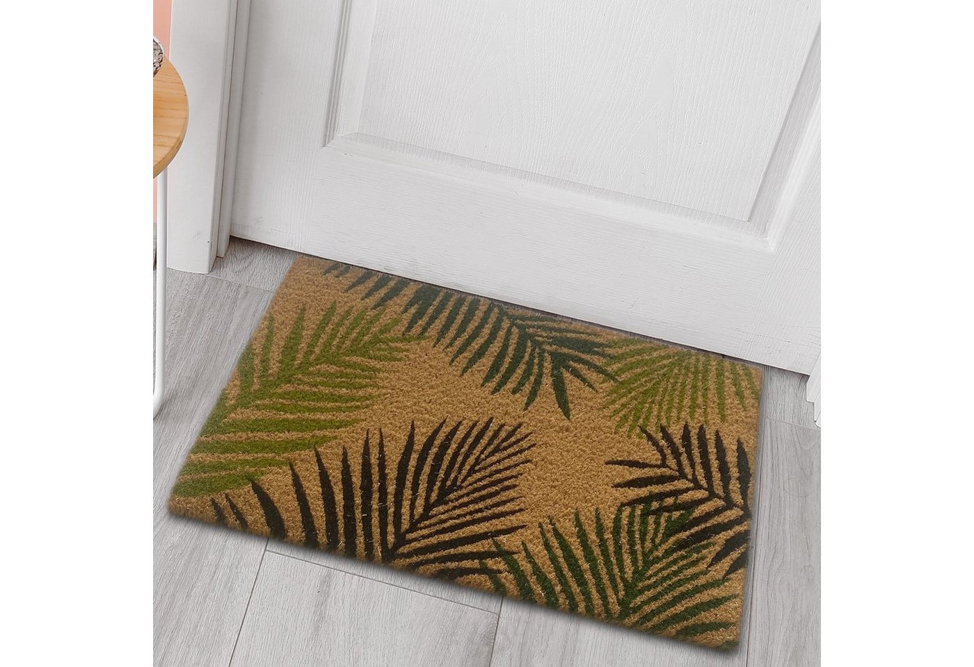 Fußmatte Schuhabtreter aus Kokos nachhaltig, Palmenblätter in grün, Carpetia, Rechteckig von Carpetia