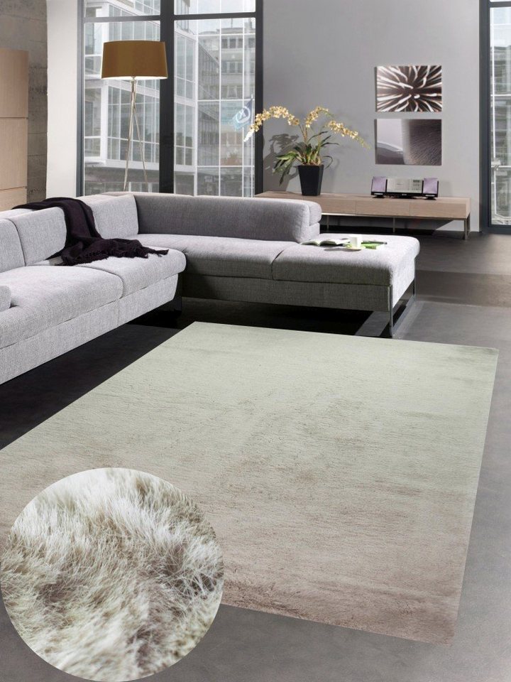 Hochflor-Teppich Teppich weich Kunstfell Hochflorteppich Faux Fur waschbar beige, Carpetia, rechteckig, Höhe: 30 mm von Carpetia