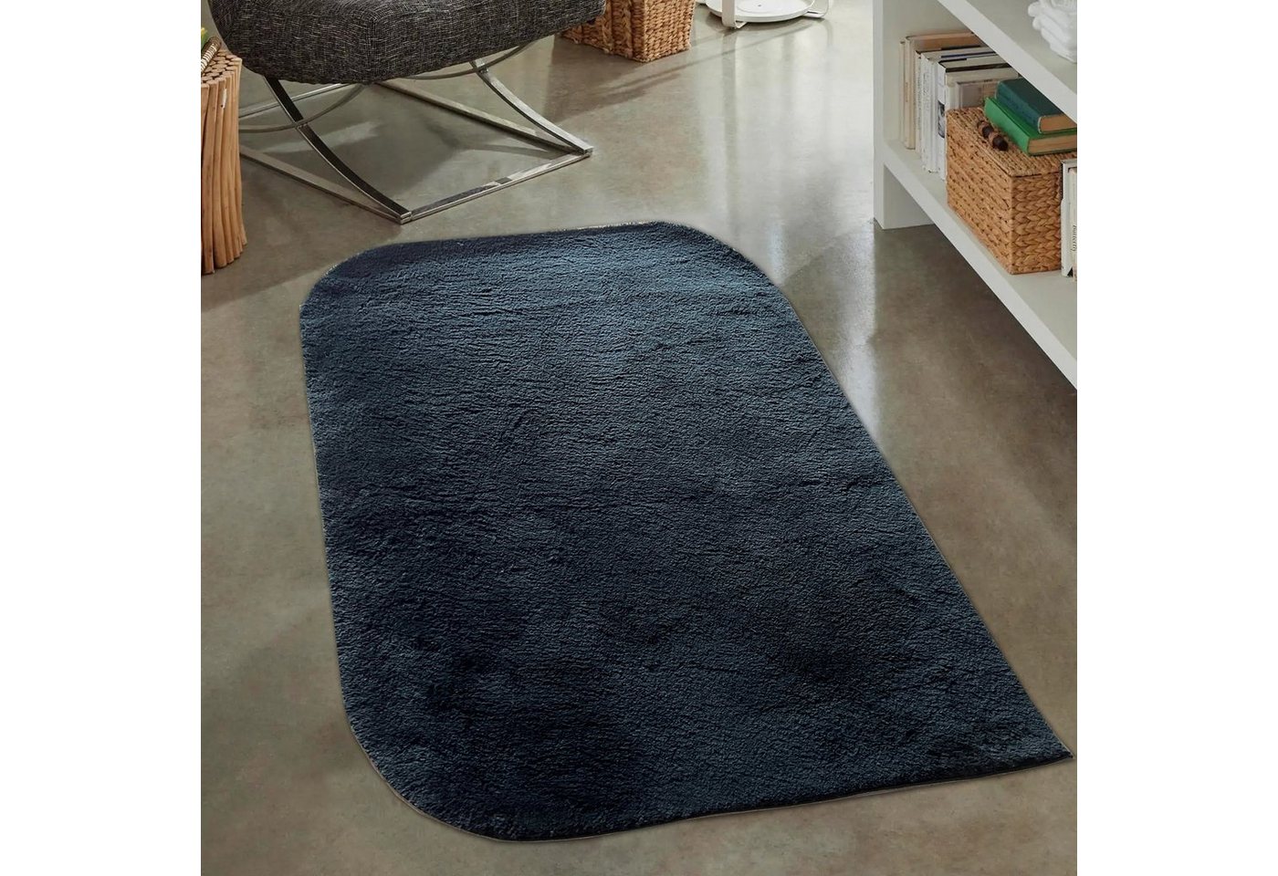 Carpetia Hochflor-Teppich Wohnzimmerteppich mit abgerundeten Ecken, waschbar, in schwarz, rechteckig, Höhe: 16 mm Carpetia Hochflor-Teppich Wohnzimmerteppich mit abgerundeten Ecken, waschbar, in schwarz, rechteckig, Höhe: 16 mm von Carpetia