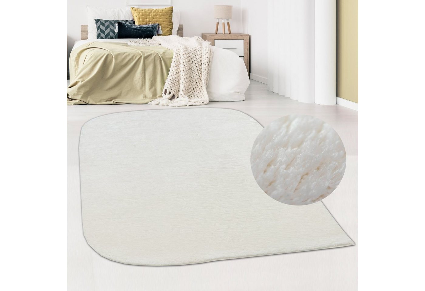 Carpetia Hochflor-Teppich Wohnzimmerteppich waschbar, antirutsch& weich, creme, rechteckig, Höhe: 16 mm Carpetia Hochflor-Teppich Wohnzimmerteppich waschbar, antirutsch& weich, creme, rechteckig, Höhe: 16 mm von Carpetia