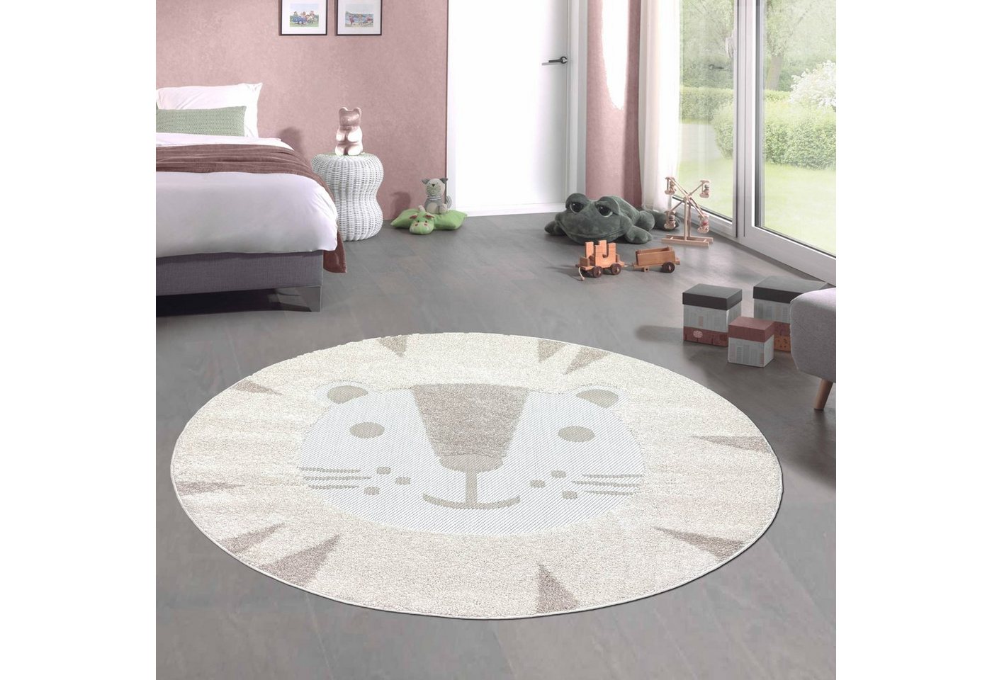 Kinderteppich Spiel Kinderzimmer Teppich „High Low“ Katzenmotiv creme braun, Carpetia, rechteckig, Höhe: 20 mm von Carpetia