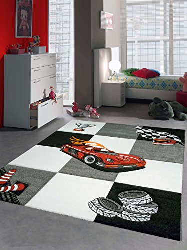 CARPETIA Kinderteppich Spielteppich Jungen Kinderzimmerteppich Auto Rennwagen rot schwarz Größe 120 cm Rund CARPETIA Kinderteppich Spielteppich Jungen Kinderzimmerteppich Auto Rennwagen rot schwarz Größe 120 cm Rund von CARPETIA
