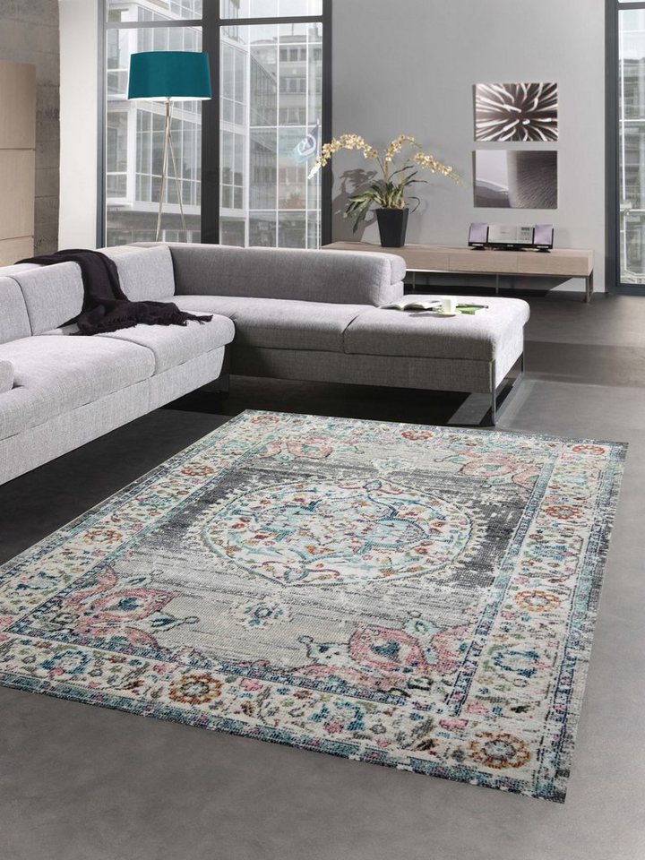 Carpetia Outdoorteppich Teppich Outdoor Orientteppich Wohnzimmerteppich Ornamente in grau, rechteckig, Höhe: 4 mm von Carpetia