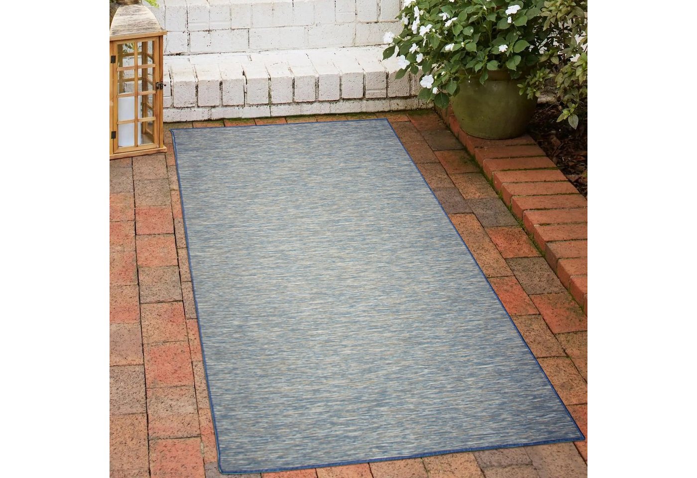 Outdoorteppich Teppich Innen- und Außenbereich meliert Sisaloptik Blau, Carpetia, rechteckig, Höhe: 5 mm, beidseitig verwendbar von Carpetia