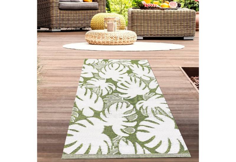 Carpetia Outdoorteppich Recyclebarer wasserfester Outdoor-Teppich in grün creme, rechteckig von Carpetia