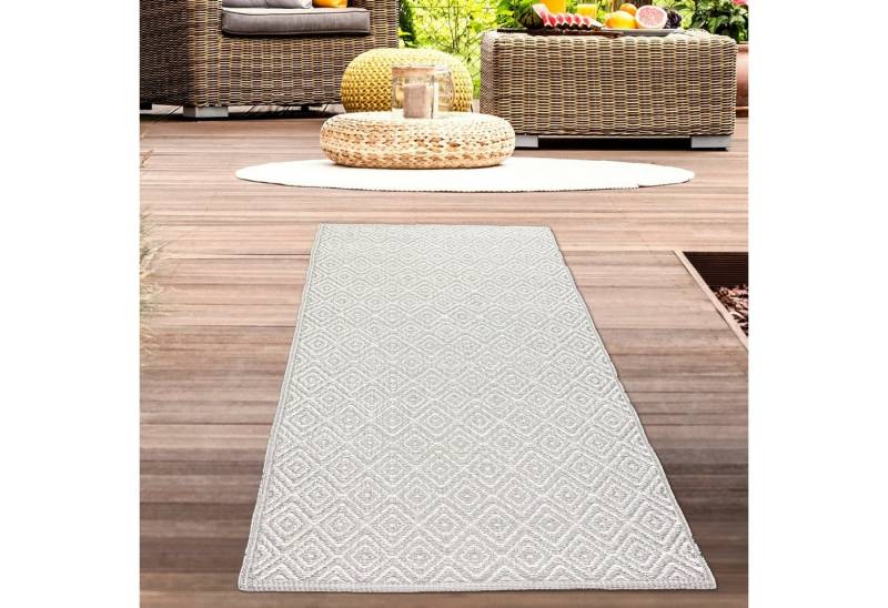 Outdoorteppich Stilvoller Outdoor-Teppich mit klassischem Rautenmuster in grau, Carpetia, rechteckig von Carpetia