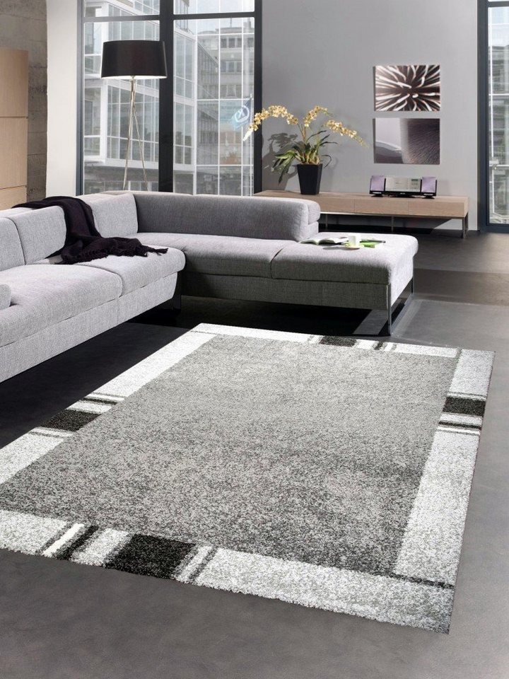 Teppich Moderner Teppich Kurzflorteppich Wohnzimmerteppich grau, Carpetia, rechteckig, Höhe: 18 mm von Carpetia