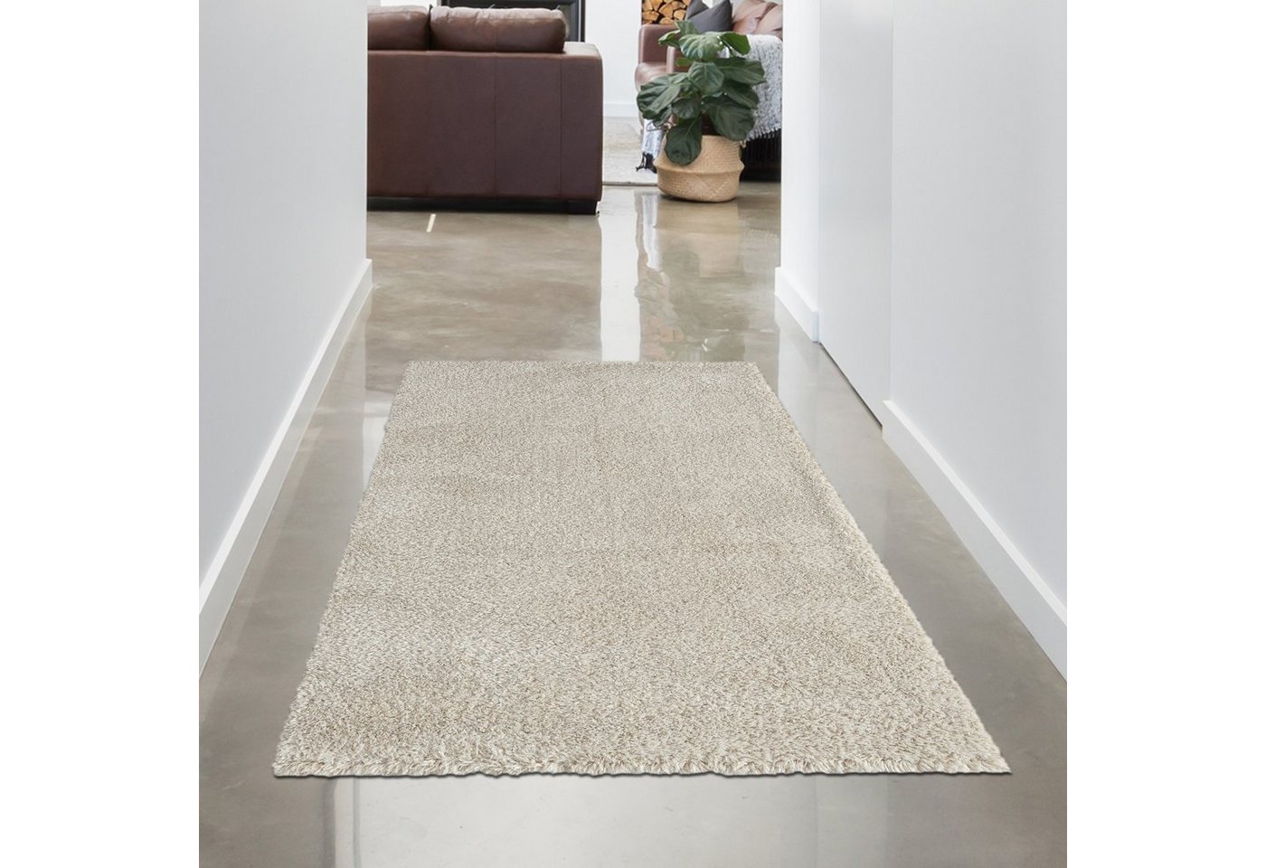 Teppich Flauschig-warmer Recycling Teppich Gästezimmer in weiß, Carpetia, rechteckig, Höhe: 50 mm von Carpetia