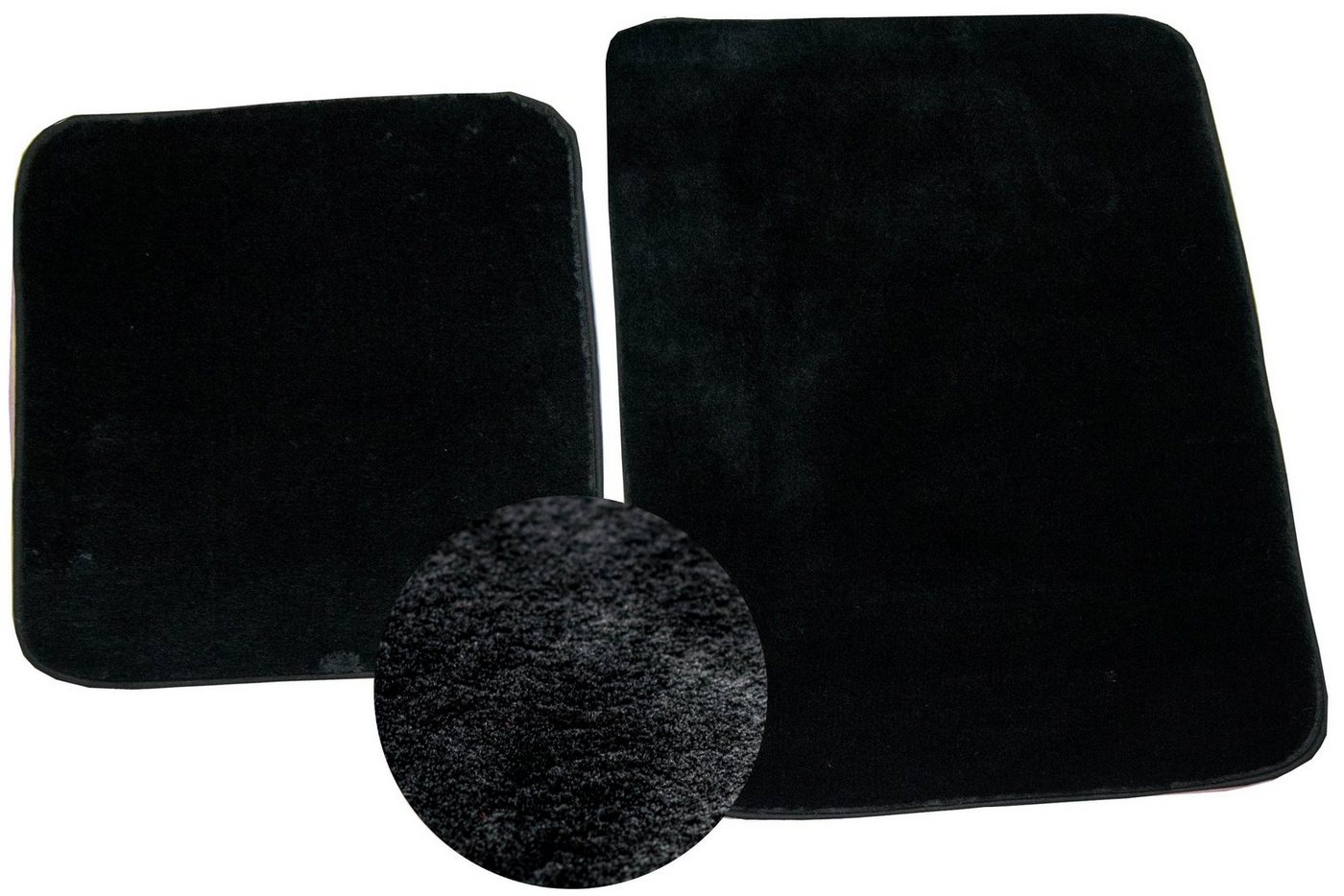 Teppich Badteppich WC Teppich Badematten Set 2 teilig waschbar rutschfest in schwarz, Carpetia, rechteckig, Höhe: 18 mm von Carpetia