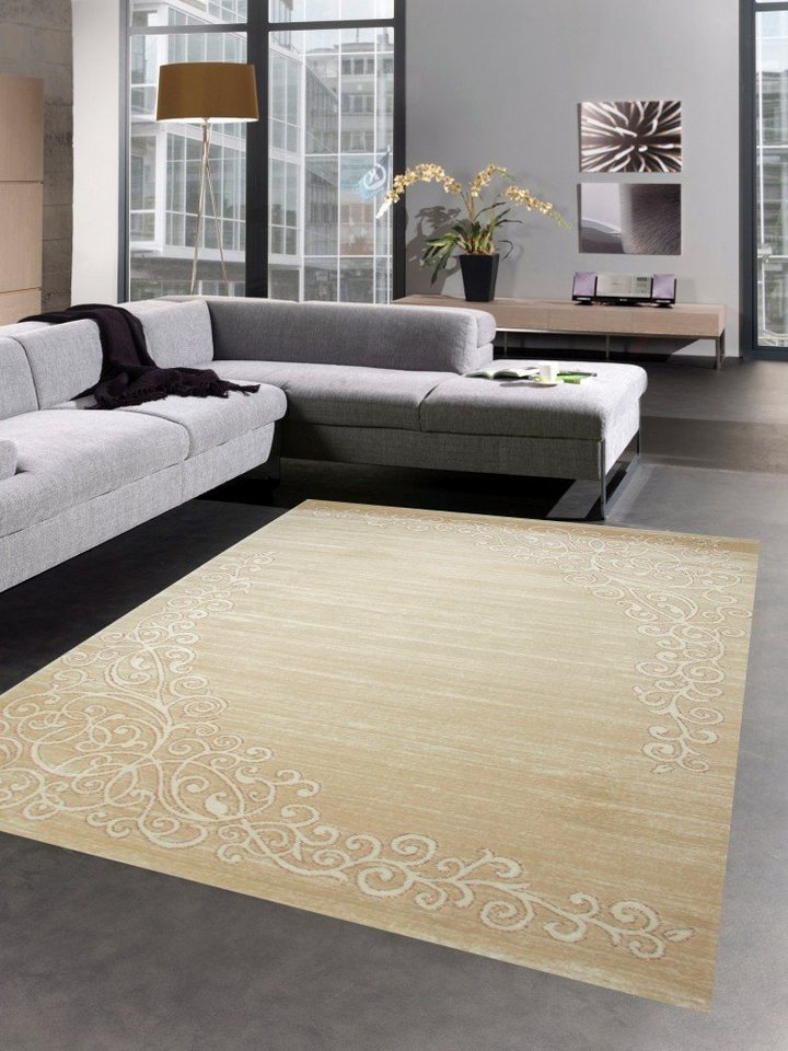 Teppich Designer Teppich Wohnzimmerteppich Ornamente Glitzer beige creme, Carpetia, rechteckig, Höhe: 11 mm von Carpetia