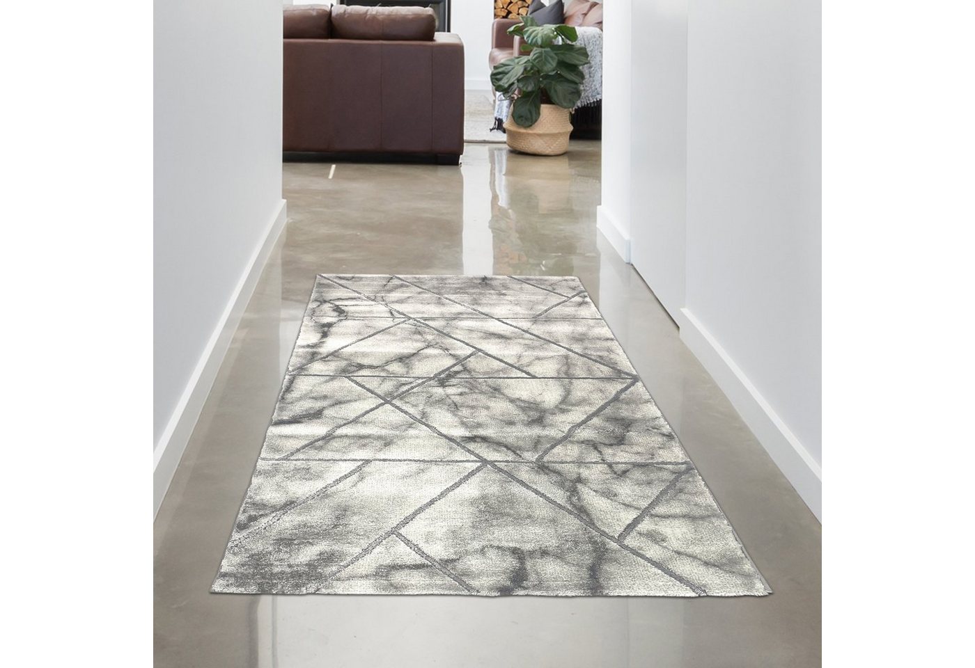Teppich Designerteppich I Marmoroptik und Glanzfasern I Grau, Carpetia, rechteckig, Höhe: 12 mm von Carpetia