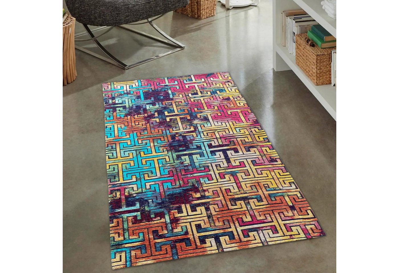 Teppich Faszinierender Teppich mit abstraktem Muster in bunt, Carpetia, rechteckig, Höhe: 9 mm von Carpetia