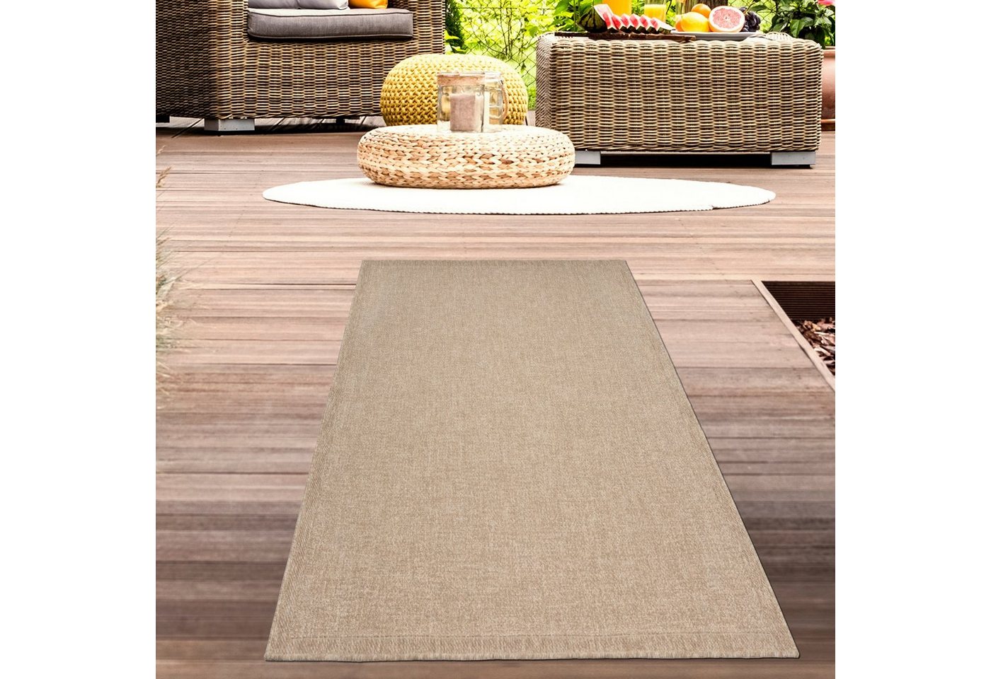 Teppich In- & Outdoorteppich in natürlichem Jute-Style, Carpetia, rechteckig, Höhe: 5 mm von Carpetia