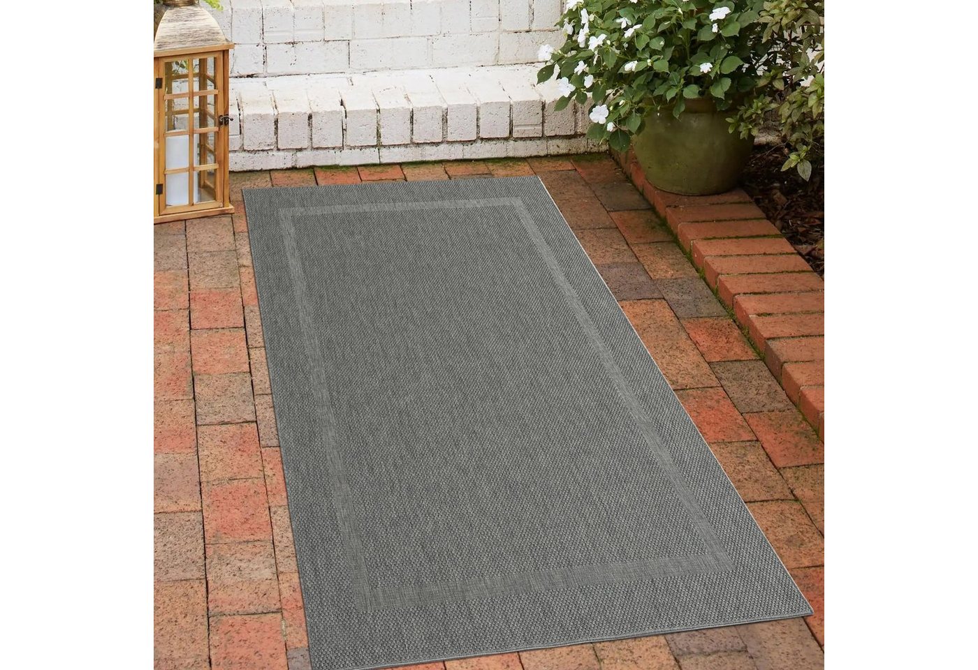 Teppich Klassischer Sisalteppich mit dezenter Bordüre in anthrazit, Carpetia, rechteckig, Höhe: 1 mm von Carpetia