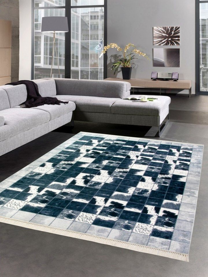 Teppich Kuhfell Optik Teppich Patchwork in Schwarz Grau Creme, Carpetia, rechteckig, Höhe: 8 mm von Carpetia