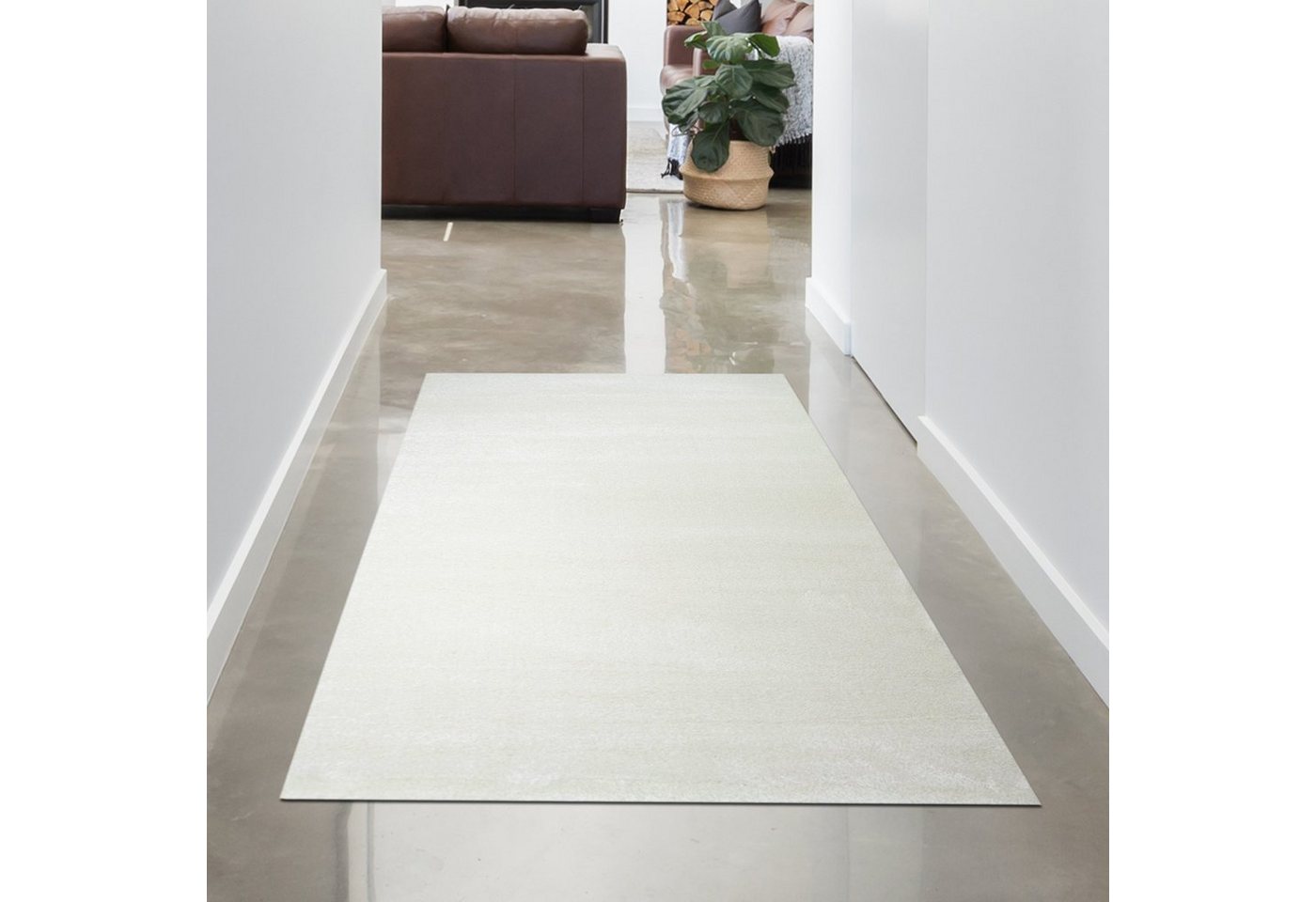 Teppich Moderner Designer Wohnzimmer-Teppich im Uni Design in creme, Carpetia, rechteckig, Für Fußbodenheizung geeignet, Strapazierfähig, Allergiker-freundlich von Carpetia