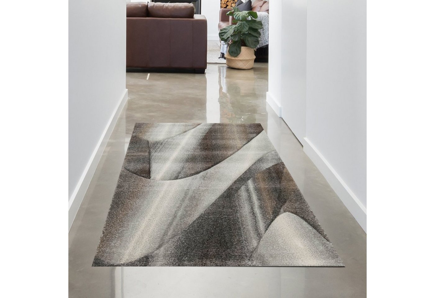 Carpetia Teppich Moderner Dielen Teppich mit abstraktem Muster in grau-silber, rechteckig, Höhe: 13 mm Carpetia Teppich Moderner Dielen Teppich mit abstraktem Muster in grau-silber, rechteckig, Höhe: 13 mm von Carpetia