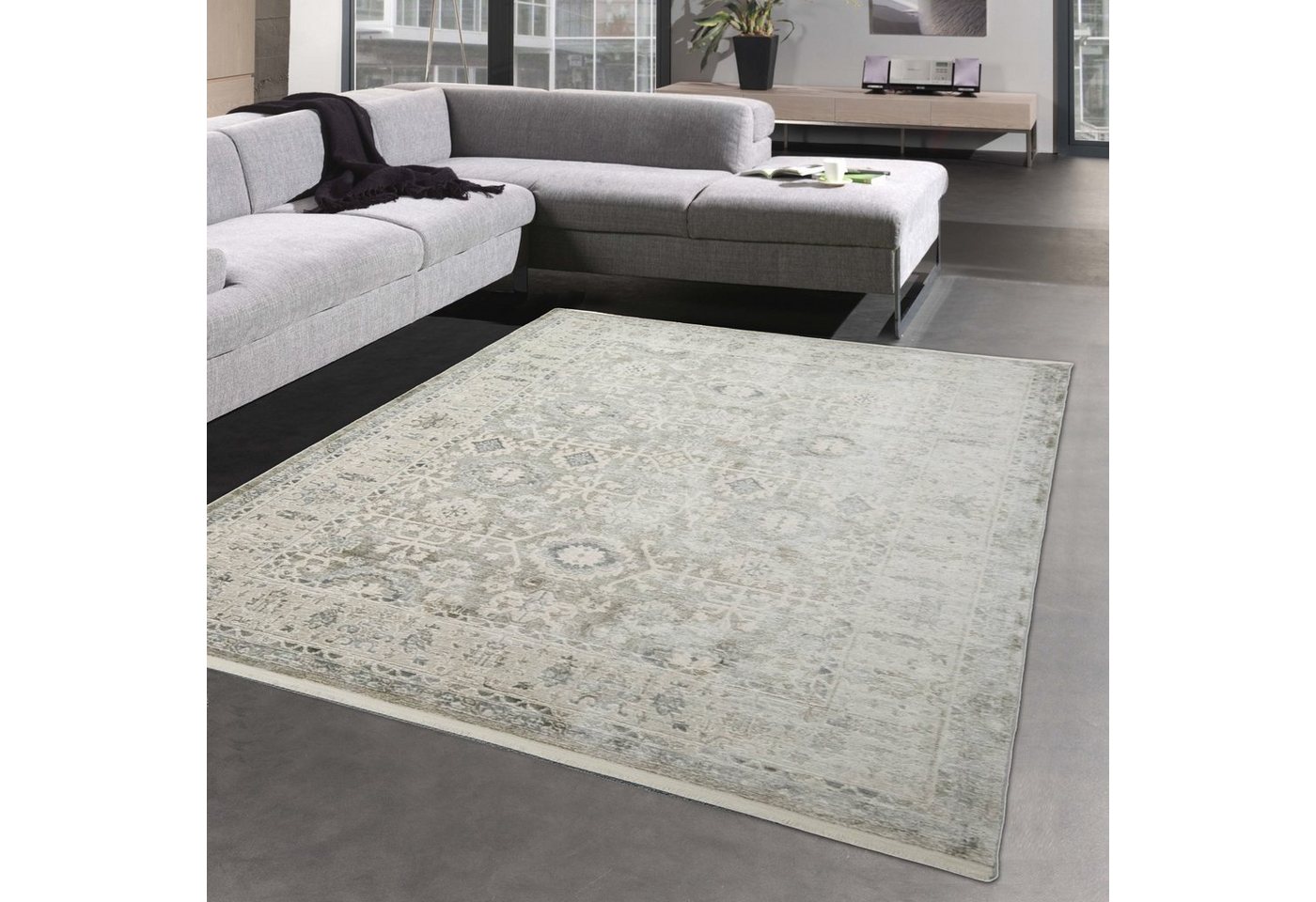 Teppich Moderner Orientalischer Vintage Teppich beige creme, Carpetia, rechteckig, Höhe: 7 mm von Carpetia