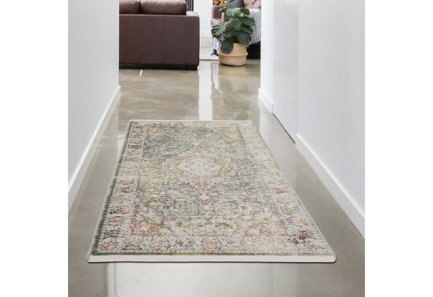 Teppich Moderner Orientalischer Vintage Teppich farbig, Carpetia, rechteckig, Höhe: 7 mm von Carpetia