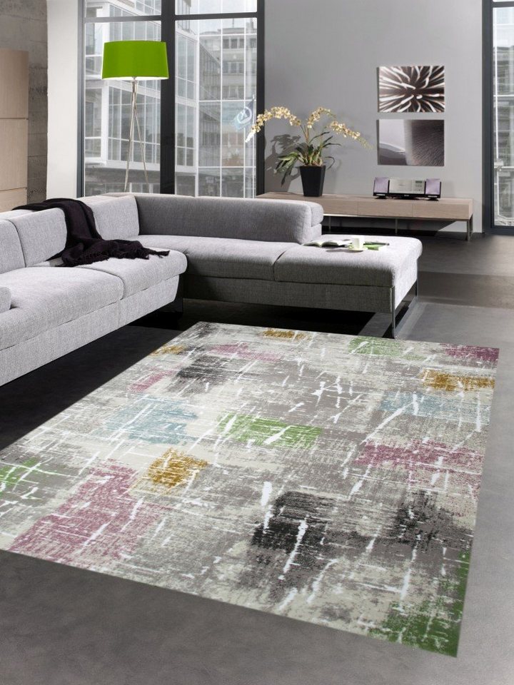 Teppich Moderner Teppich Kurzflor Teppich Wohnzimmerteppich grau bunt, Carpetia, rechteckig, Höhe: 11 mm von Carpetia