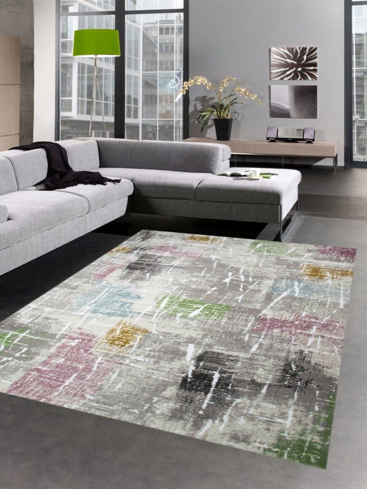 Carpetia Teppich Moderner Teppich Kurzflor Teppich Wohnzimmerteppich grau bunt, rechteckig, Höhe: 11 mm von Carpetia