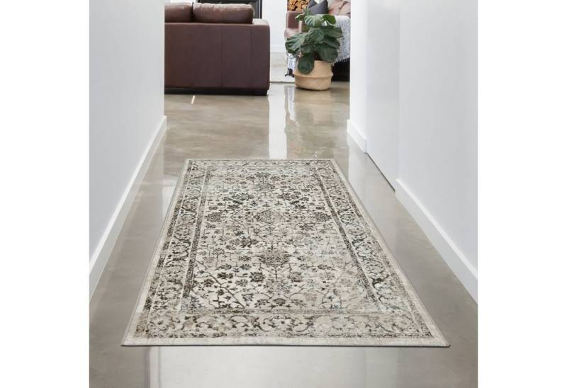 Carpetia Teppich Schlichter Orientteppich – Blumen verziertes Design – in creme, rechteckig, Geeignet für Fußbodenheizung von Carpetia