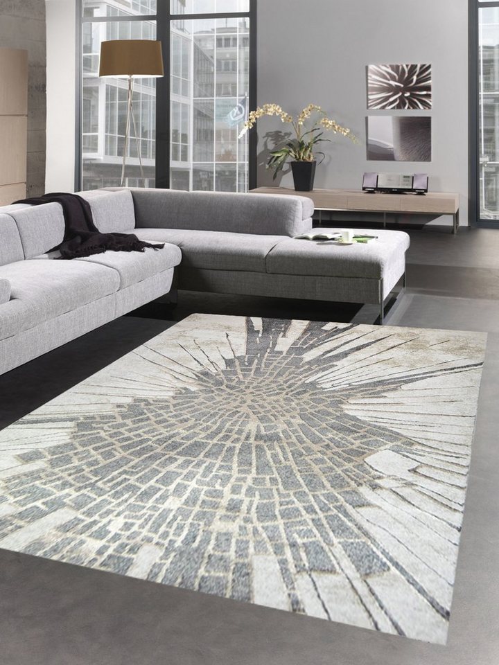 Teppich Teppich Wohnzimmer Abstrakt creme beige grau, Carpetia, rechteckig, Höhe: 13 mm von Carpetia
