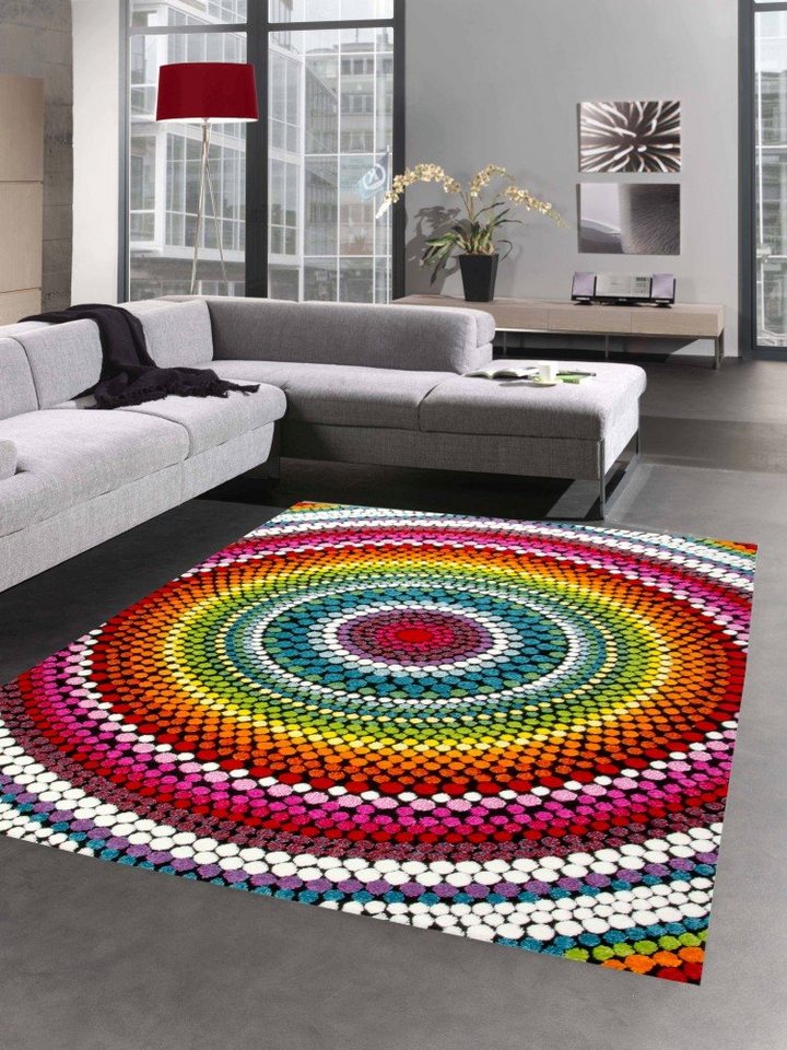 Teppich Teppich modern Wohnzimmer Teppich Regenbogen bunt, Carpetia, rechteckig, Höhe: 13 mm von Carpetia