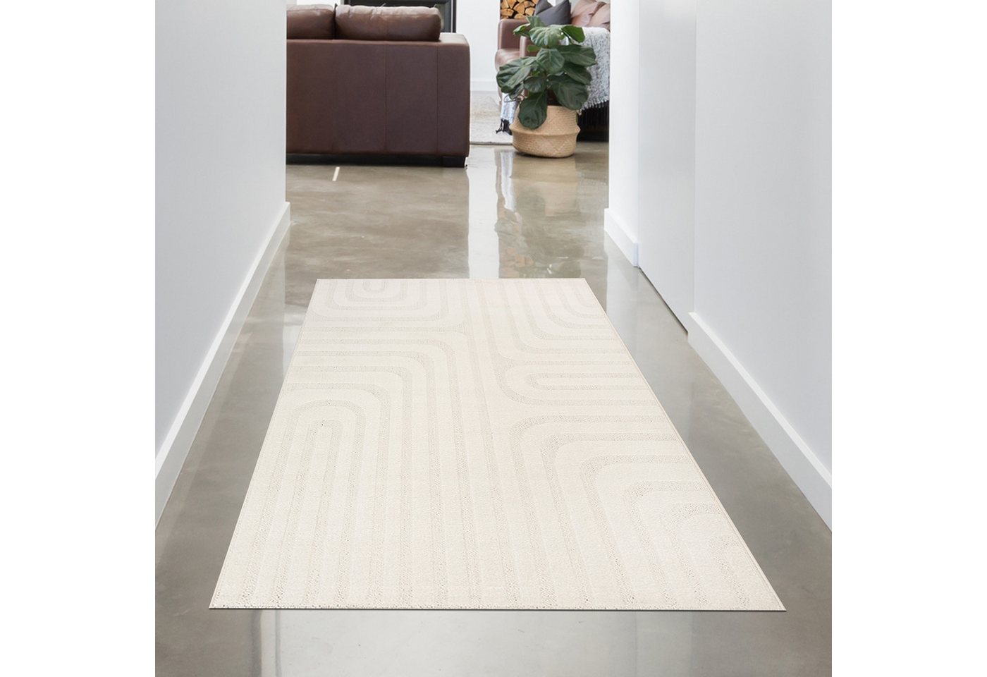 Carpetia Teppich Schlafzimmerteppich mit Linienmuster und leichtem Schimmern in Creme, rechteckig Carpetia Teppich Schlafzimmerteppich mit Linienmuster und leichtem Schimmern in Creme, rechteckig von Carpetia
