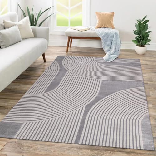 Carpetilla Designer Teppich Kurzflor,Wohnzimmer, Richmond Vintage Teppich Grau (200x290 cm) von Carpetilla