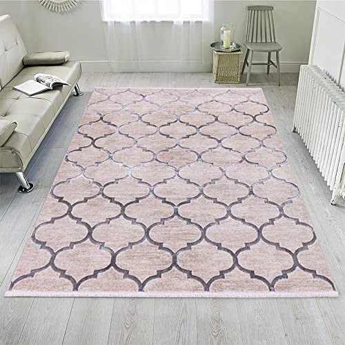 Carpetilla Designer Teppich Kurzflor Wohnzimmer Richmond Vintage Teppich Beige-Grau (200x290 cm) von Carpetilla